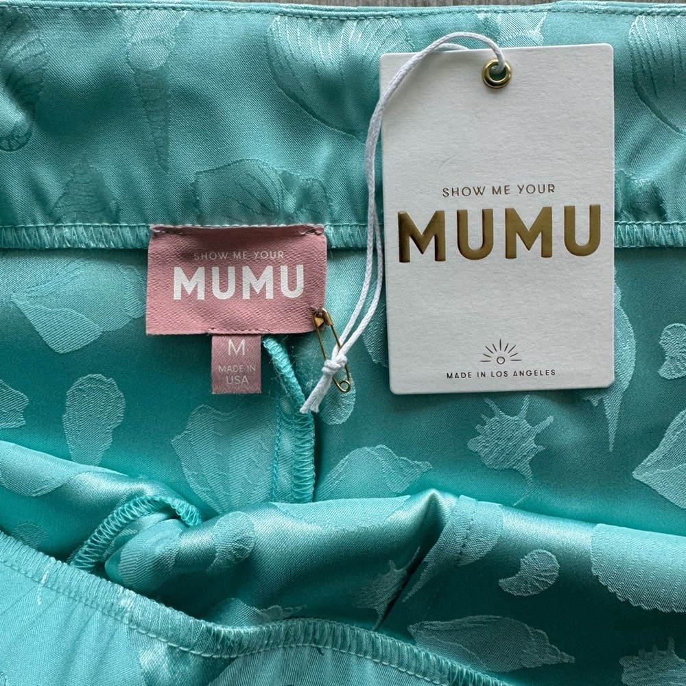 Show Me Your Mumu Aquamarine Shell Satin Skort Medium - Picture 6 of 8